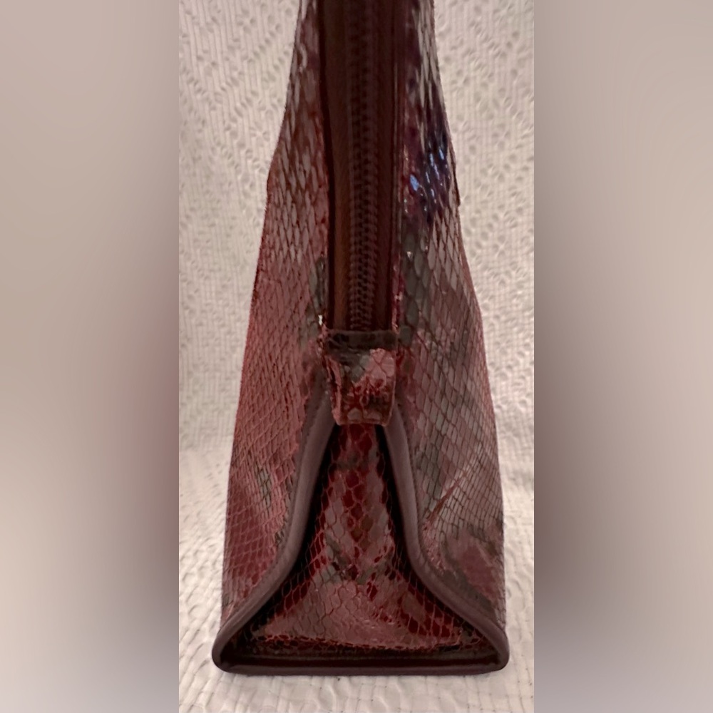 Enrico Coveri Python Shoulder Handbag in Oxblood - Picture 3 of 11